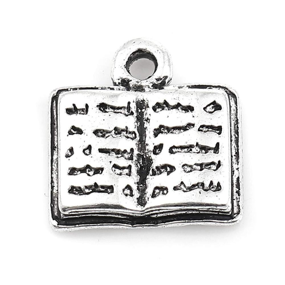 8335 30pc Antiqued Silver Alloy College Jewelry Book Charms Pendants